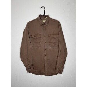 Vintage St. John's Bay M Brown Twill Canvas Shirt 100% Cotton L/S Gorpcore *Read